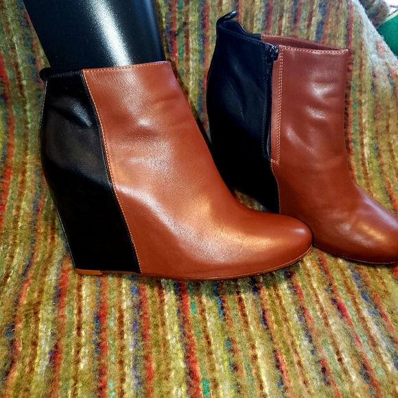 CELINE Black and Brown Wedge Boots - Picture 2 of 13